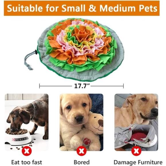Snuffle Mat for Dogs, Interactive Foraging Puzzle Blanket, Nosework Feeding Bowl - Picture 4 of 8